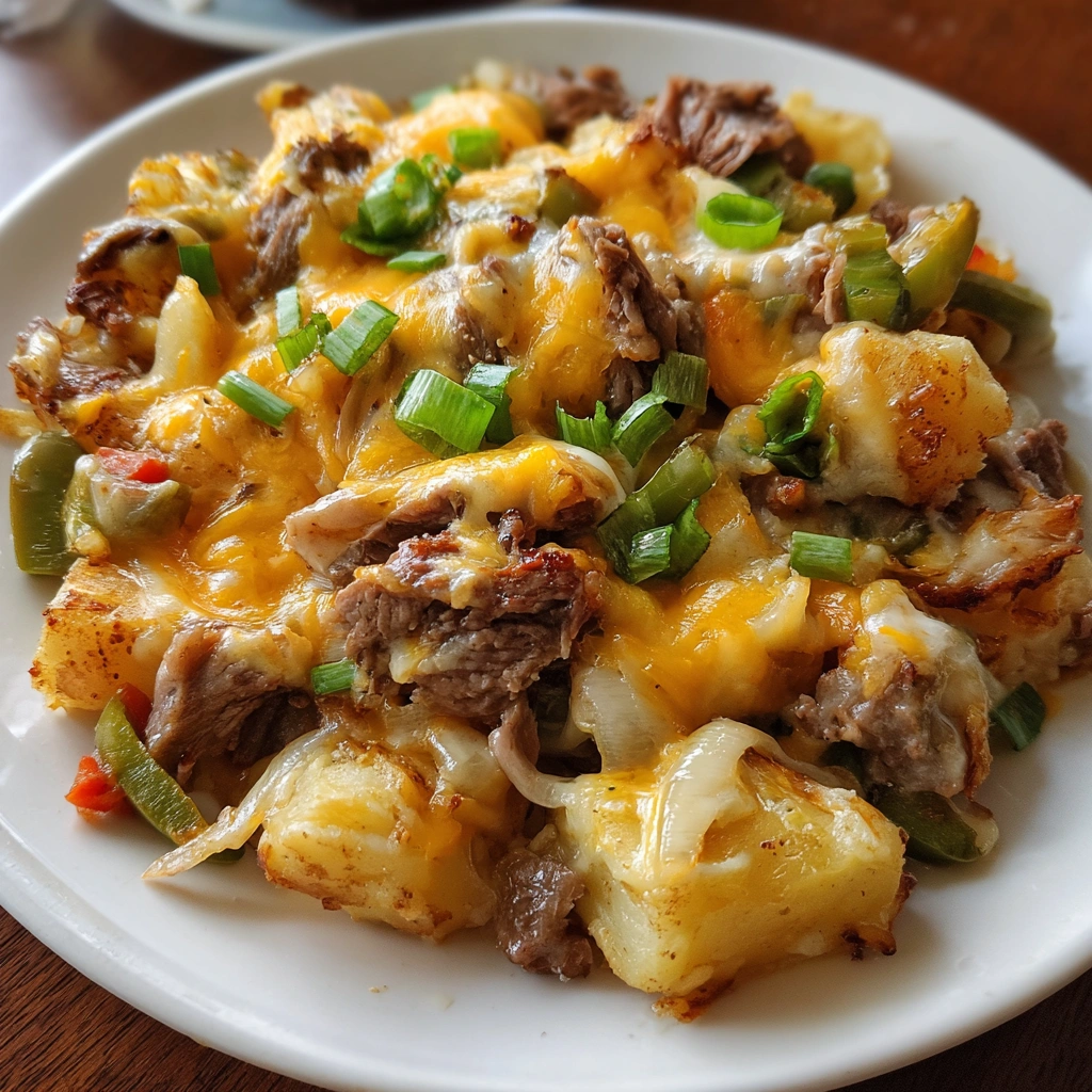 Crockpot Cheesesteak Potato Casserole: Easy Dinner Delight!