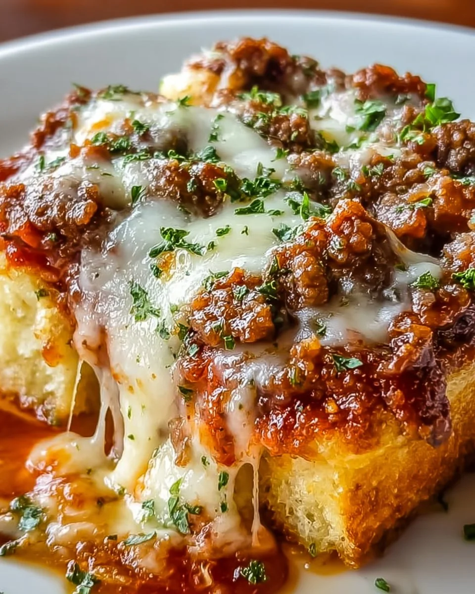 Cheesy Garlic Bread Lasagna Skillet