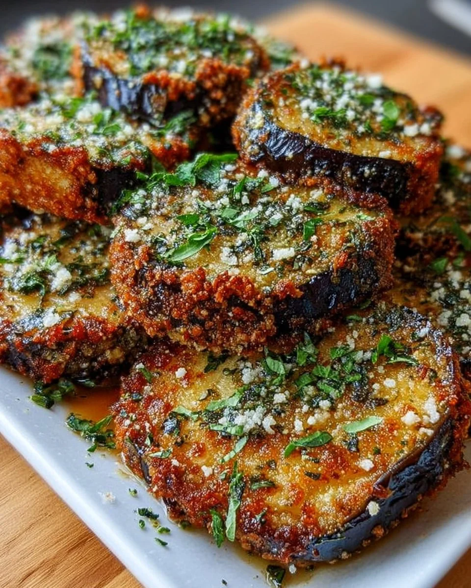 Garlic Herb Crusted Eggplant Slices