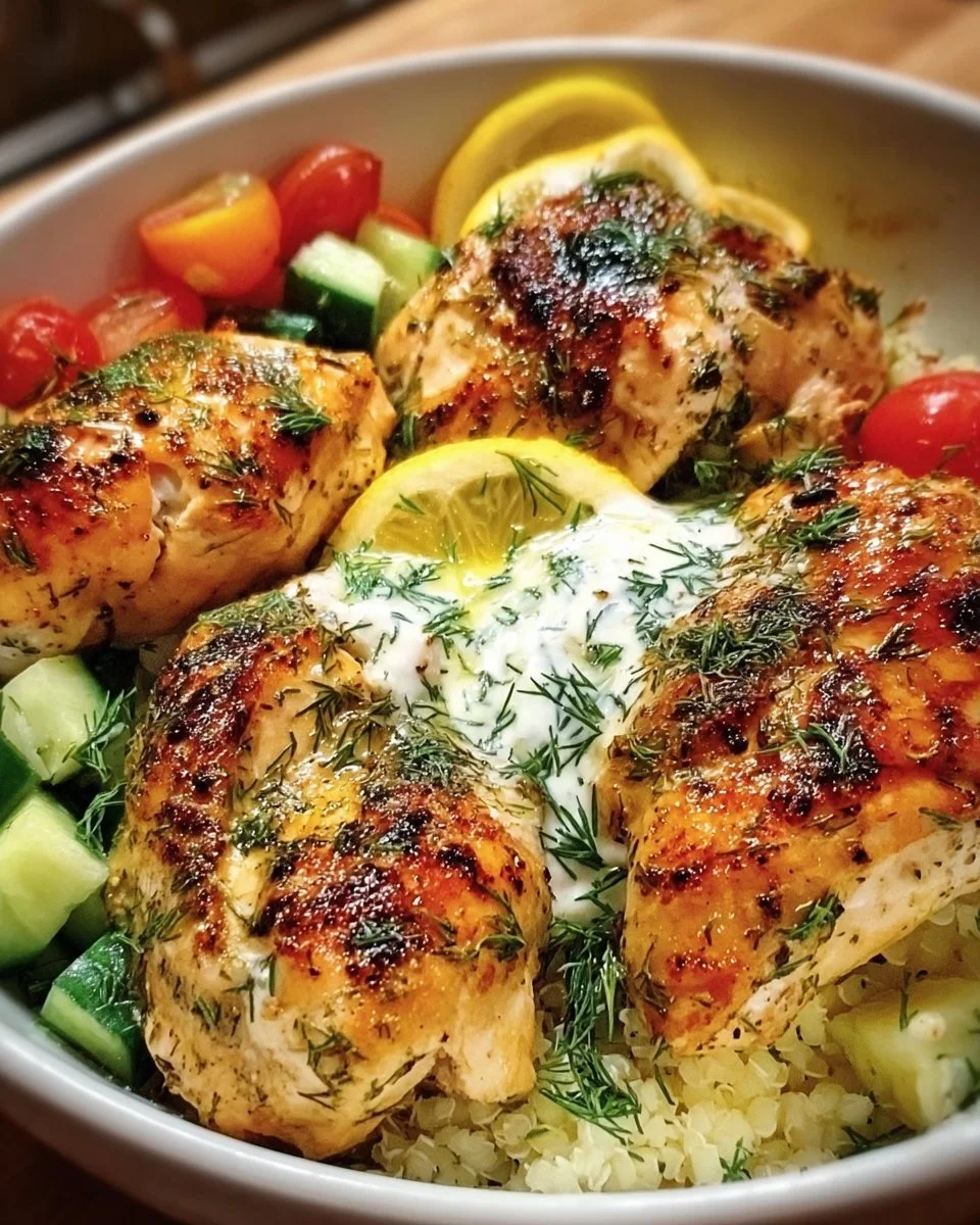 Mediterranean Lemon-Dill Chicken Bowls