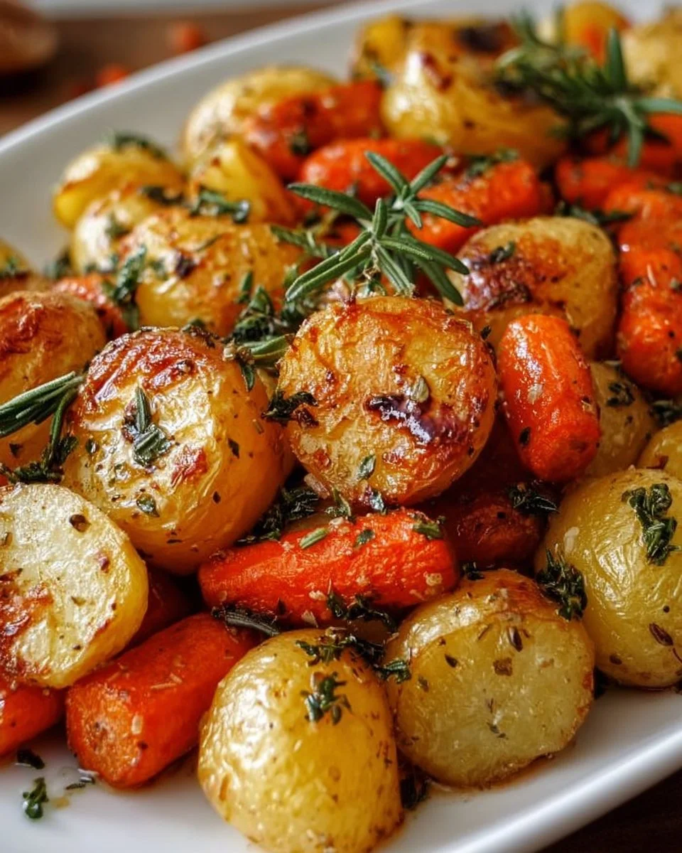 Roasted Potatoes Carrots Herbs