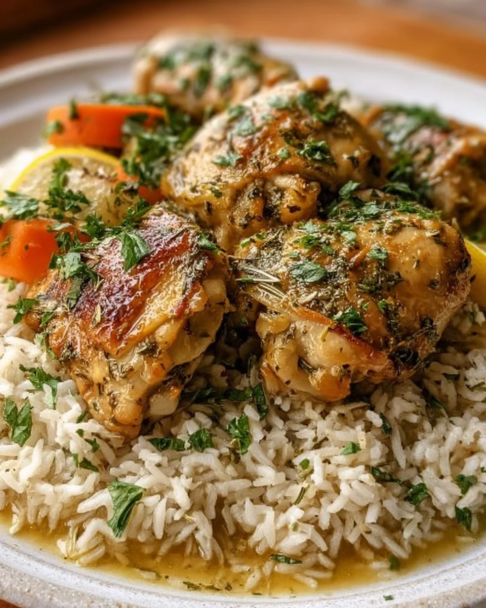 Slow Cooker Lemon Herb Chicken and Rice