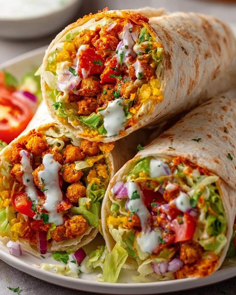 15-Minute Buffalo Chickpea Wraps