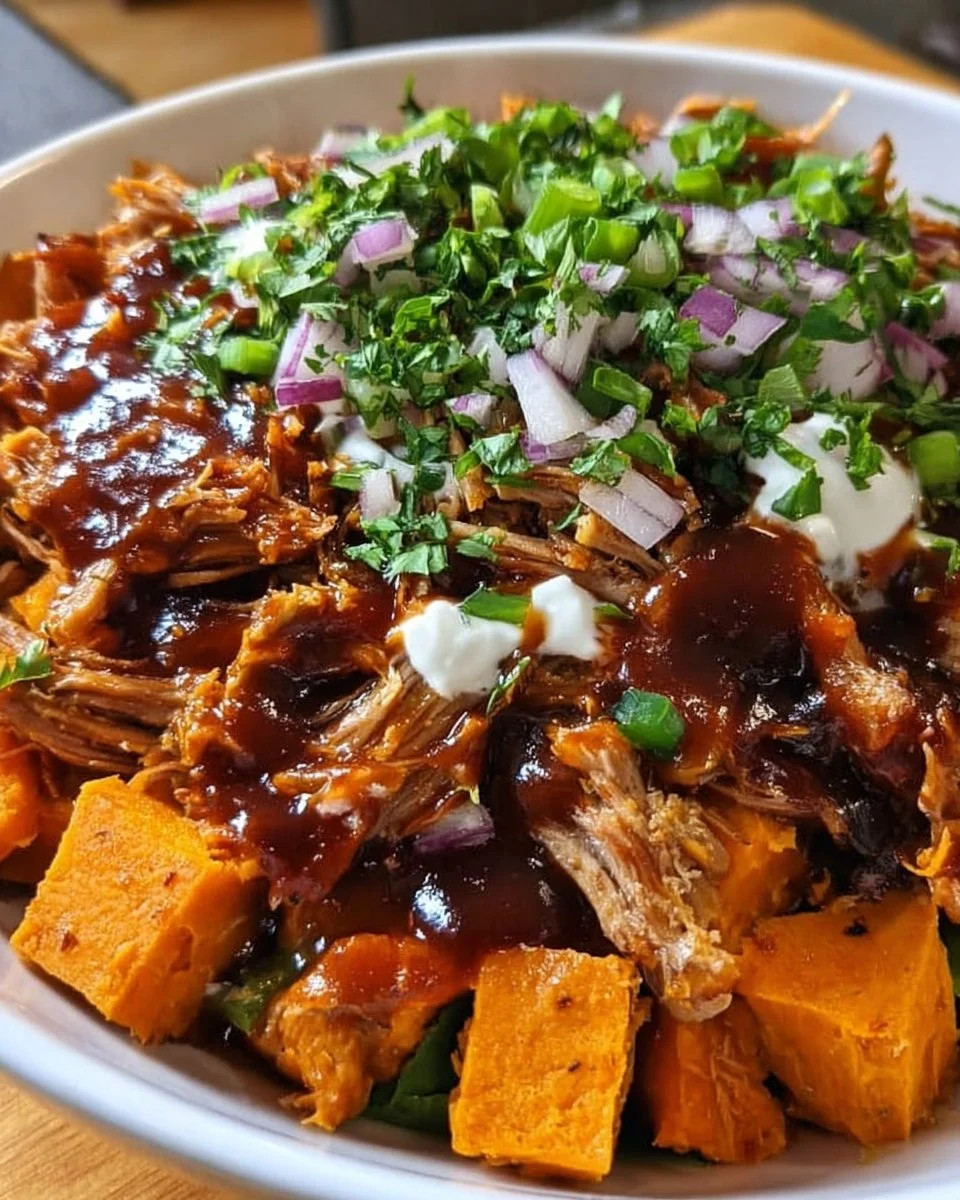 BBQ Pulled Pork Sweet Potato Bowl