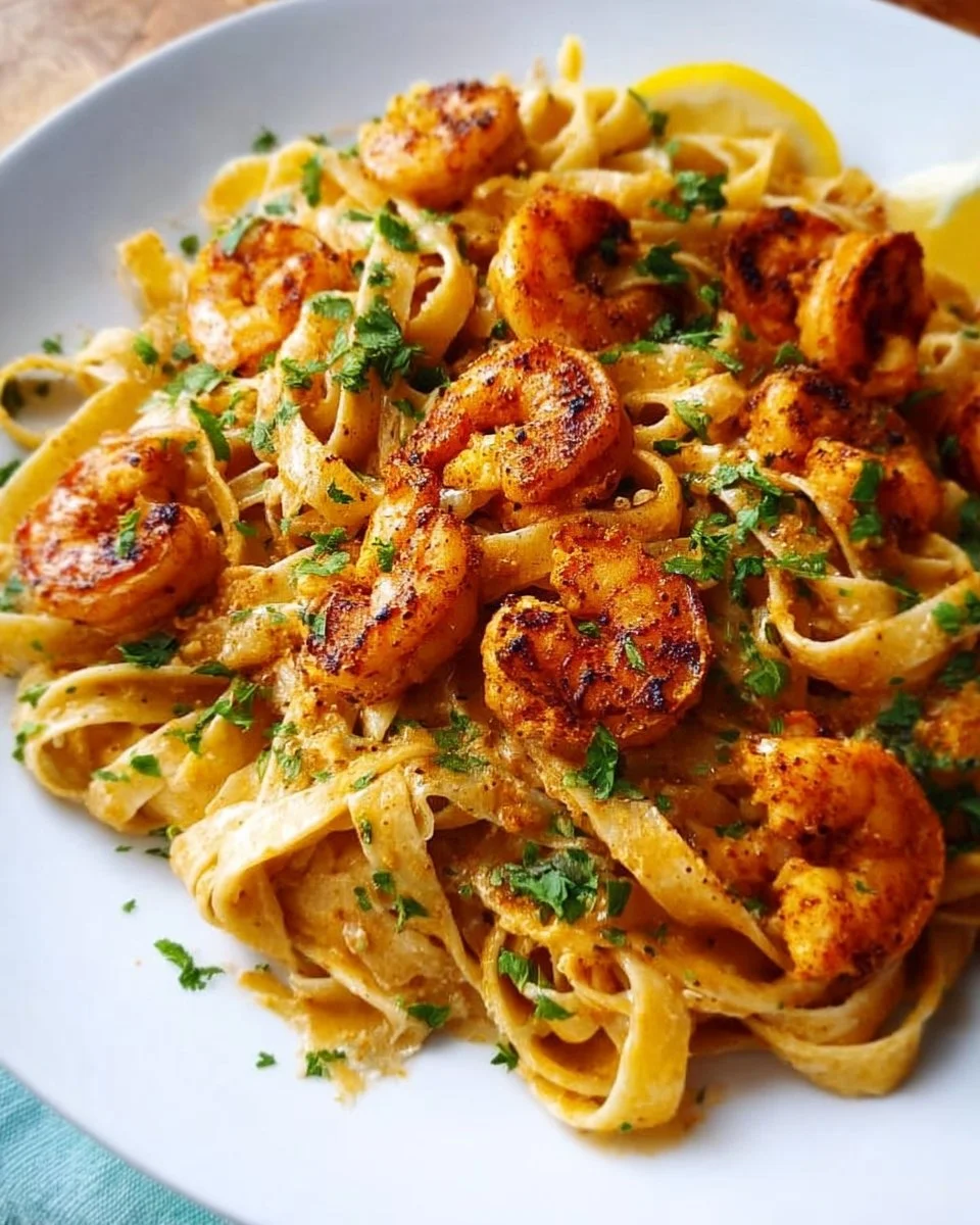 Blackened Shrimp Alfredo Pasta