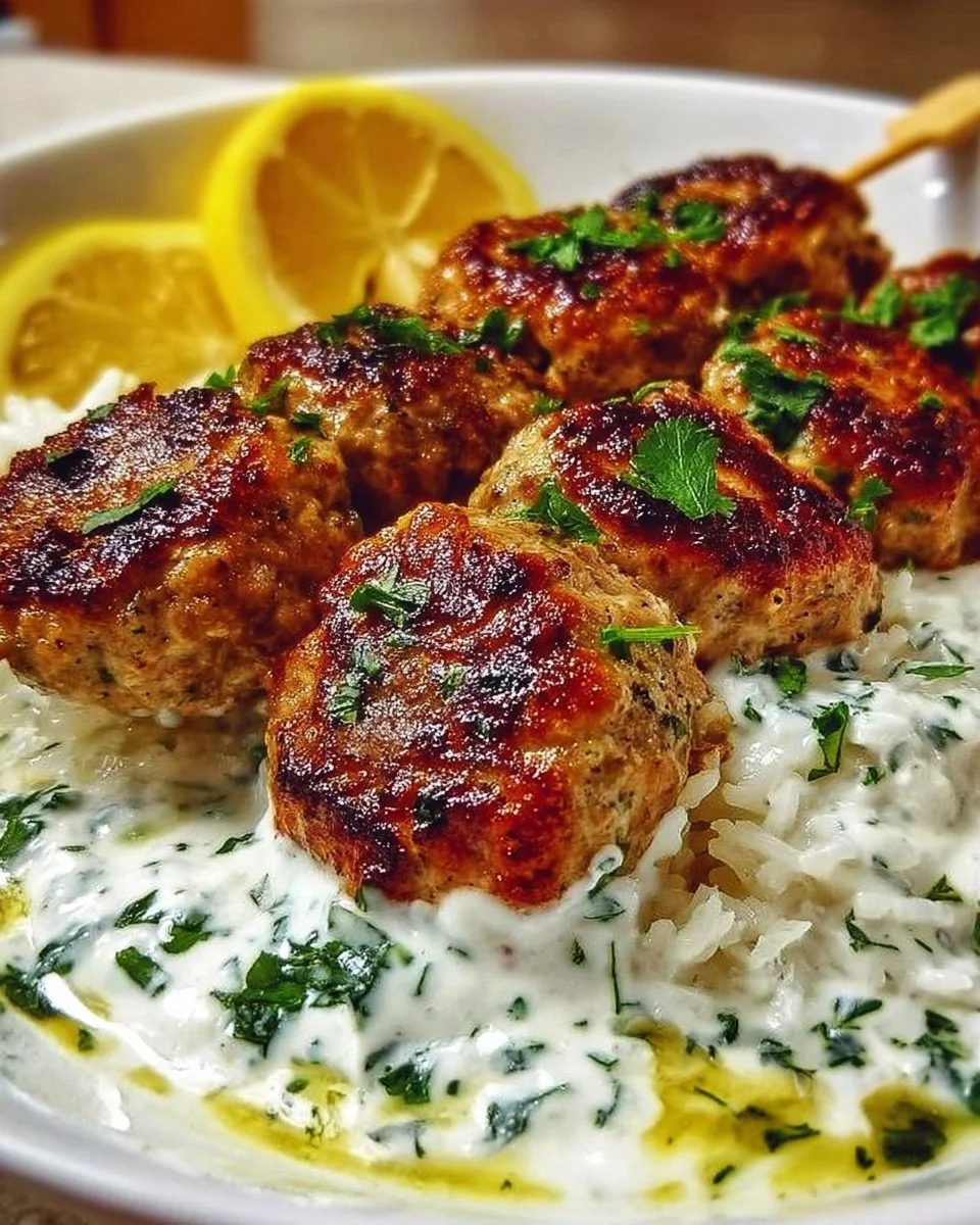 Chicken Kofta Garlic Yogurt Sauce