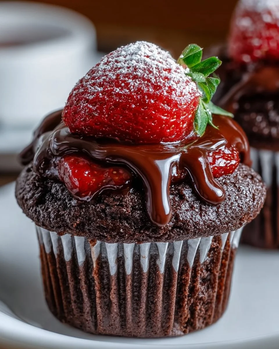 Chocolate Strawberry Jam Cupcakes