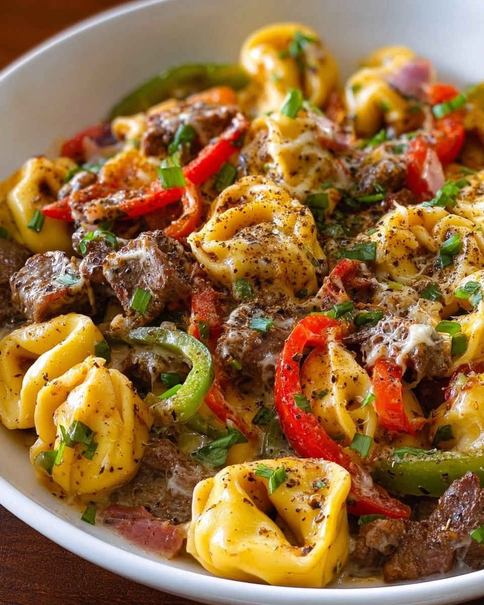 Crock Pot Cheesesteak Tortellini