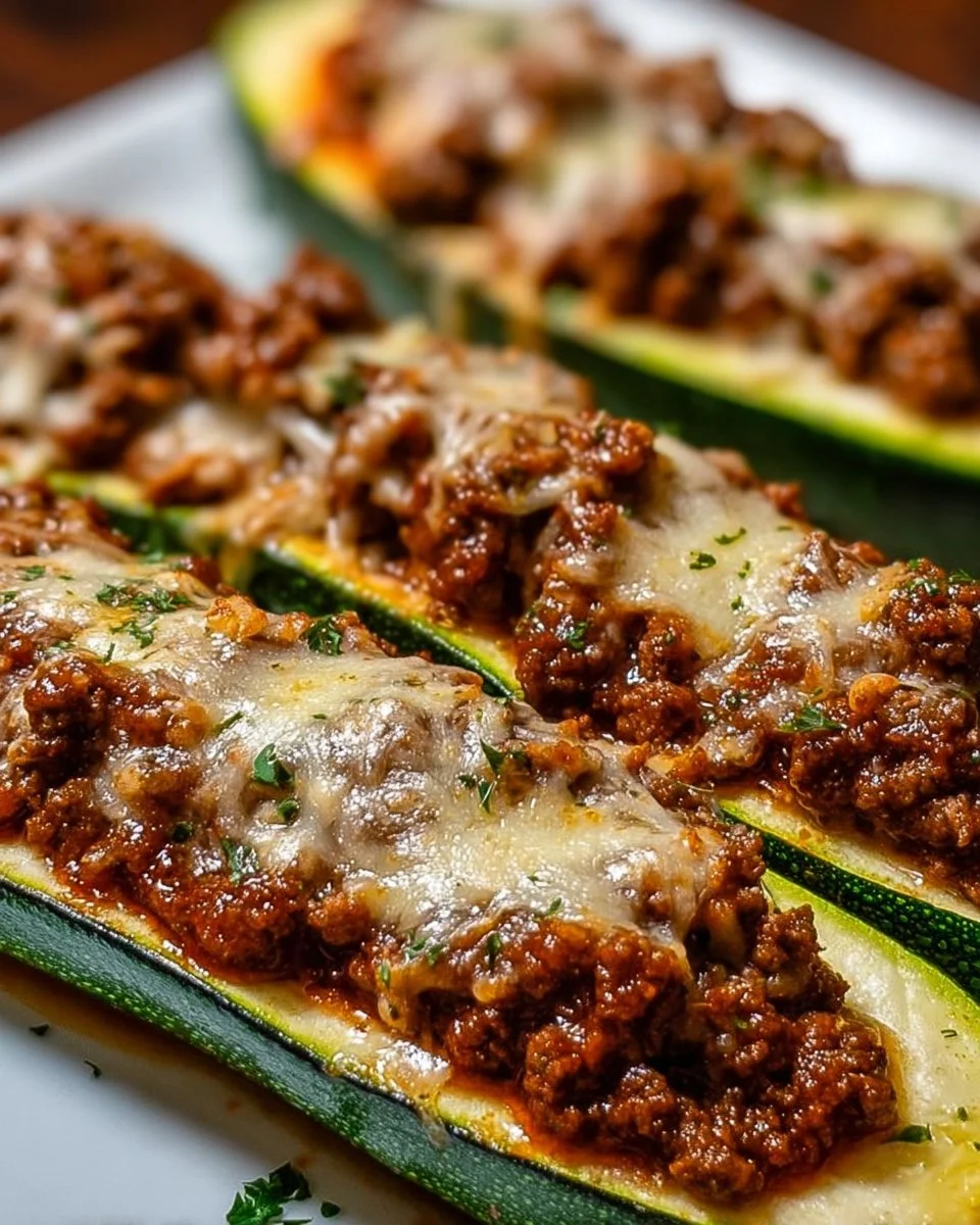 Ground Beef Zucchini Boats