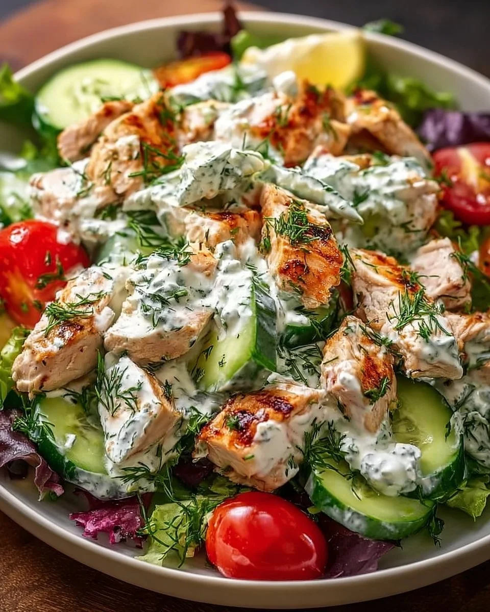 Healthy Mediterranean Tzatziki Chicken Salad