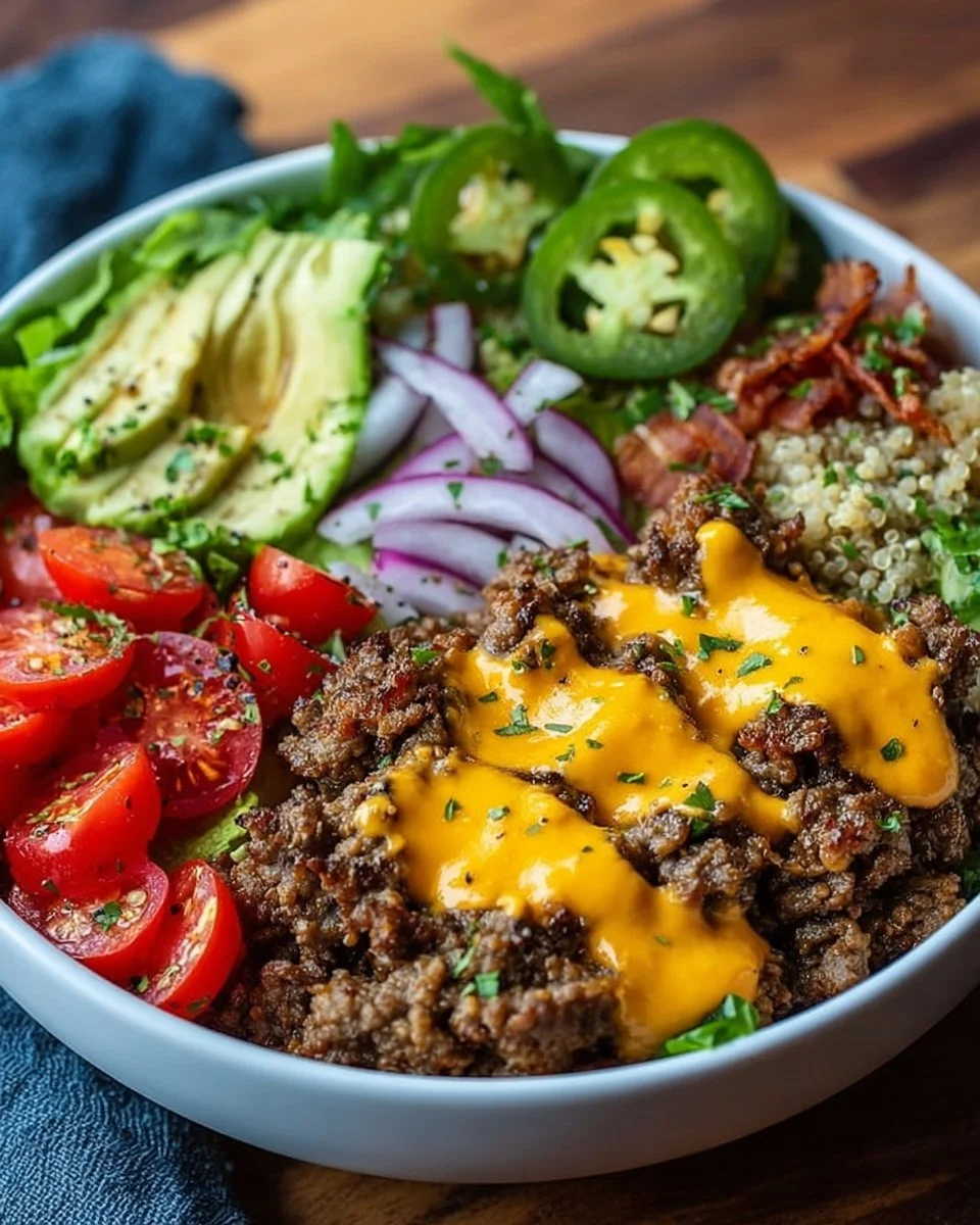 High-Protein Cheeseburger Bowls Recipe – Low-Carb Meal Prep with Ground Beef &amp; Burger Sauce