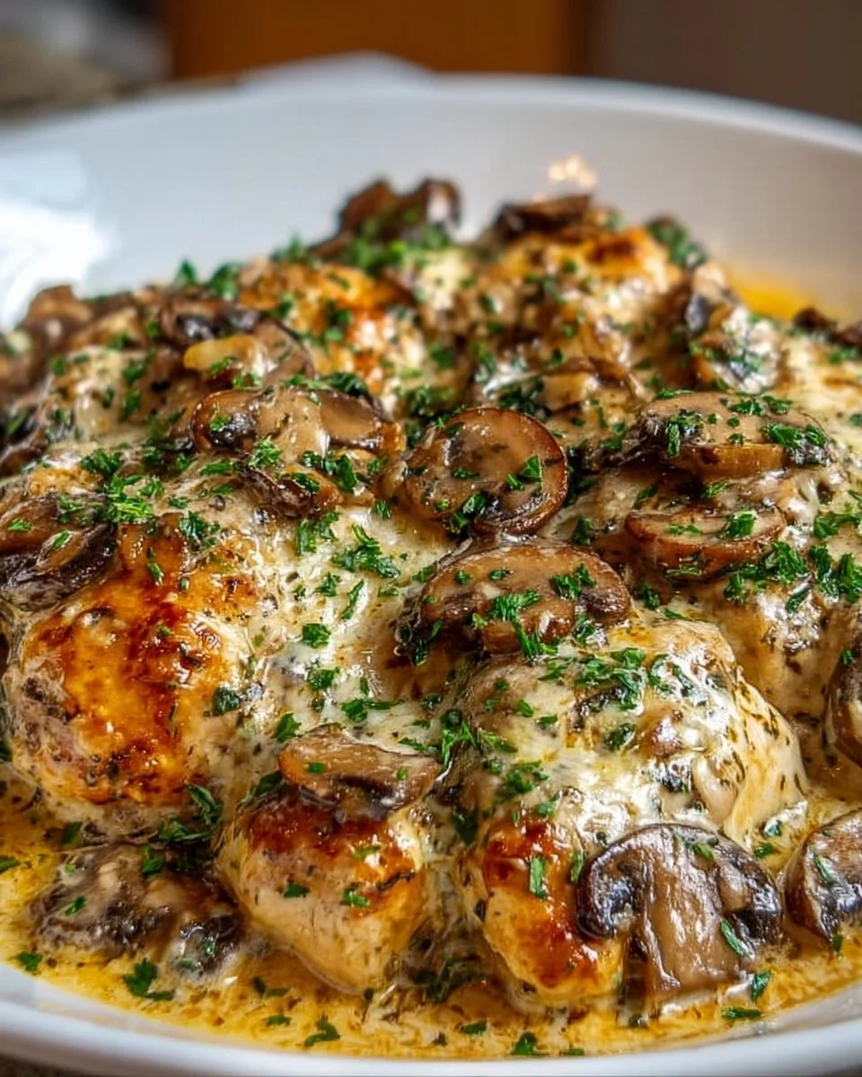 Keto Garlic Mushroom Chicken Casserole