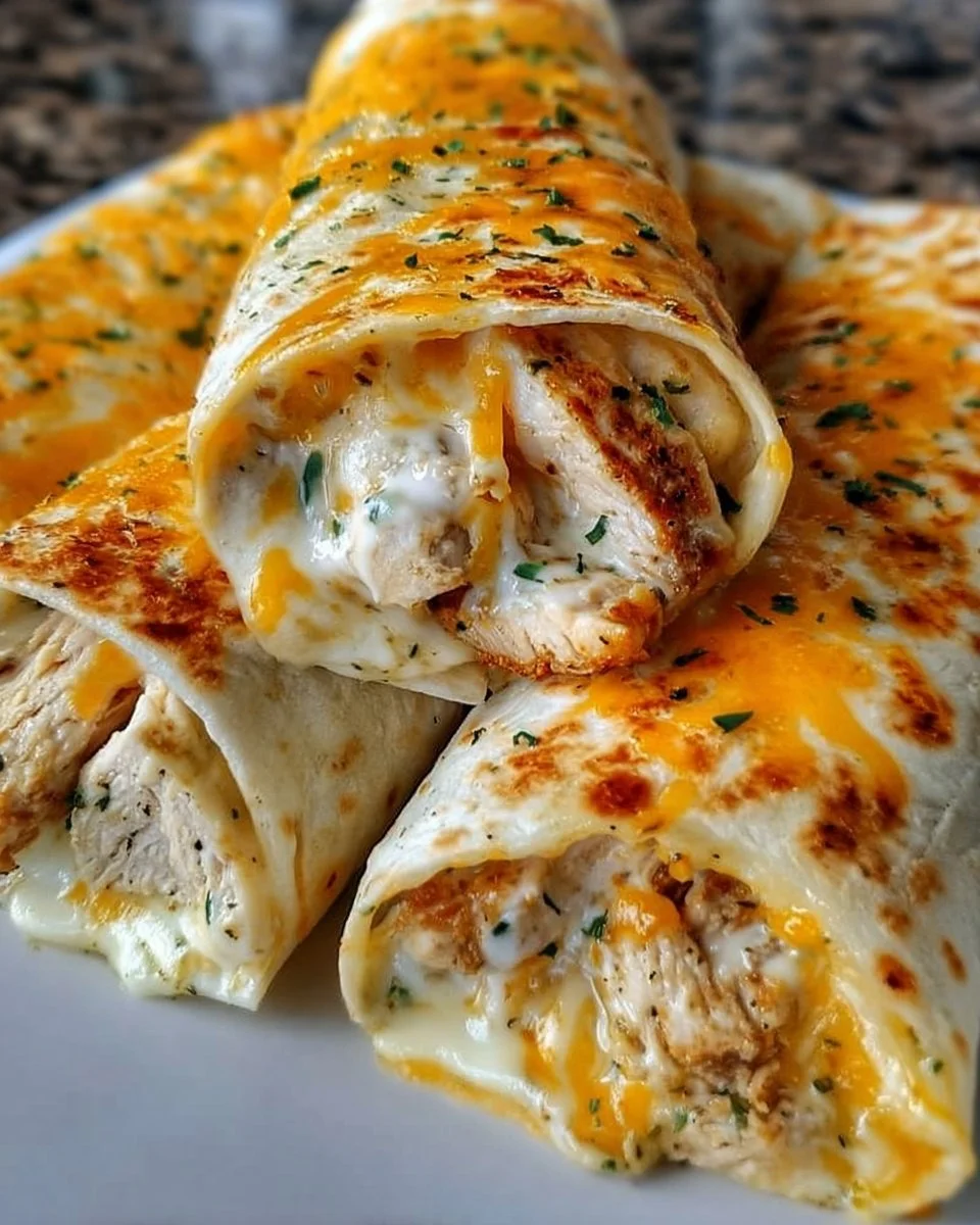 Low Carb Cheesy Garlic Chicken Wraps