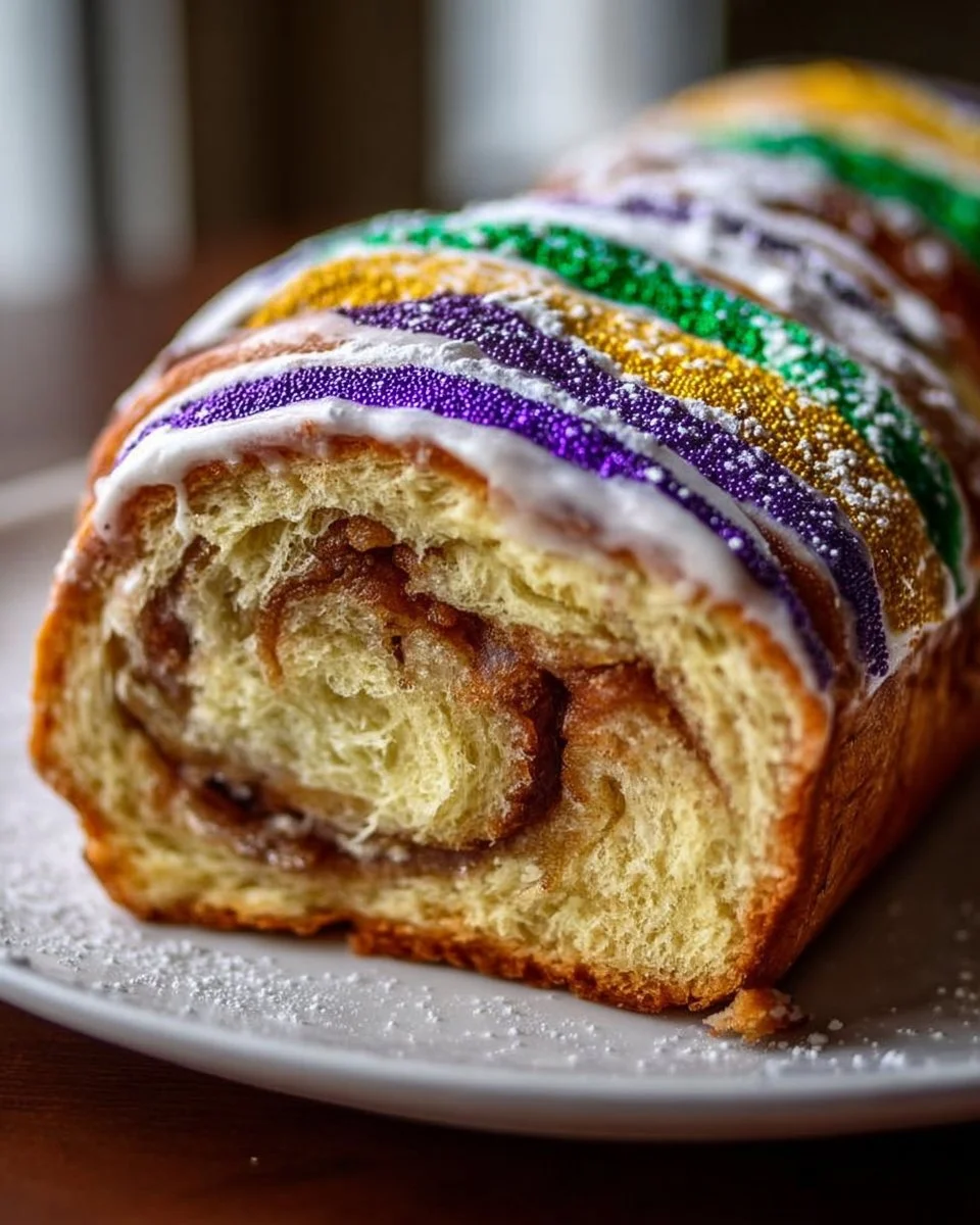 New Orleans Style King Cake with Cinnamon Swirl