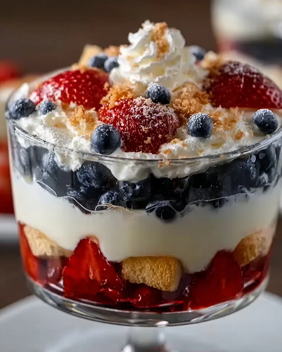 Cheesecake Trifle Layered Red, White &amp; Blue