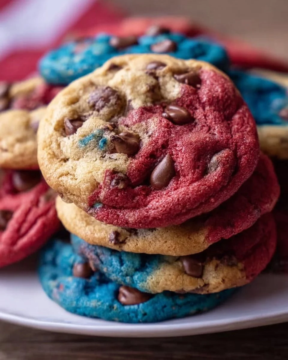 Colorful Marble Chocolate Chip Patriotic Cookies
