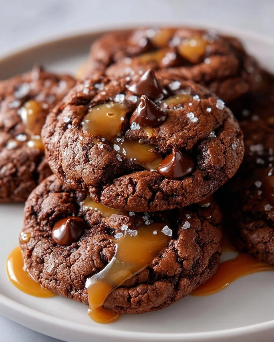 Double Chocolate Salted Caramel Cookies