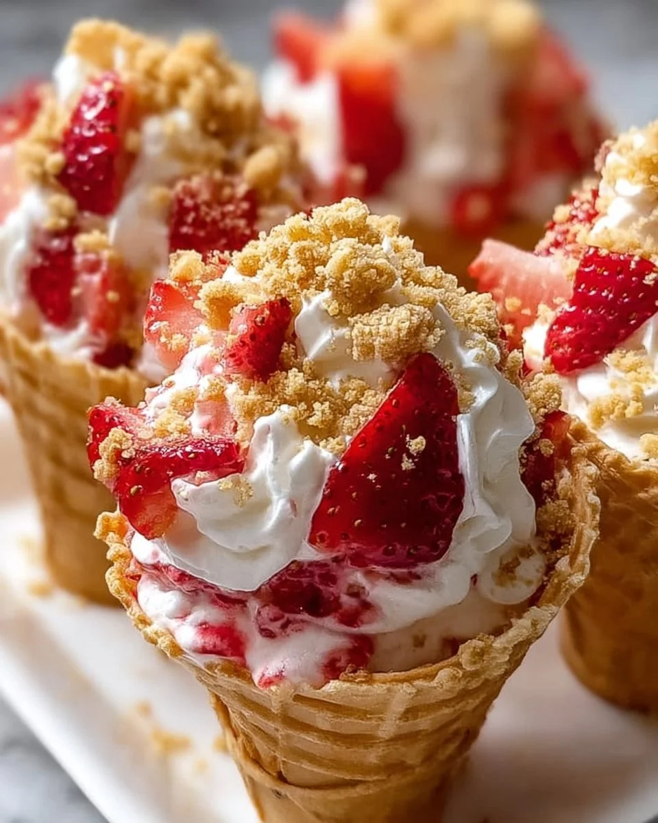Strawberry Crunch Cheesecake Cones