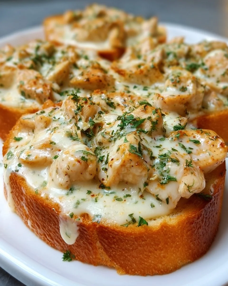 Chicken Alfredo Garlic Toast