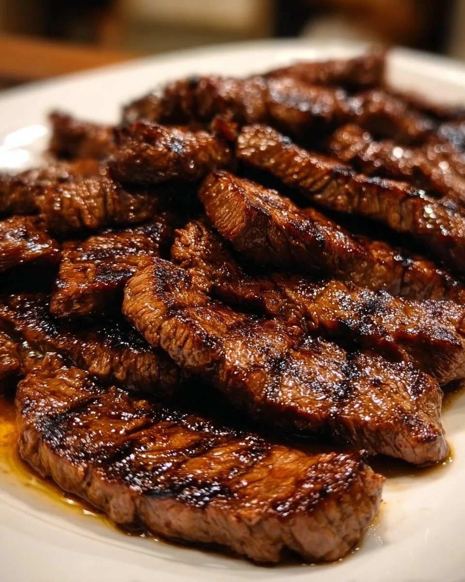 Grill Pan Honey Glazed Steak Strips