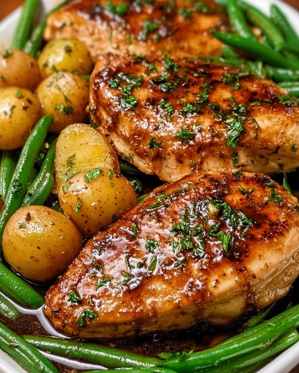 One-Pan Balsamic Chicken with Green Beans and Potatoes