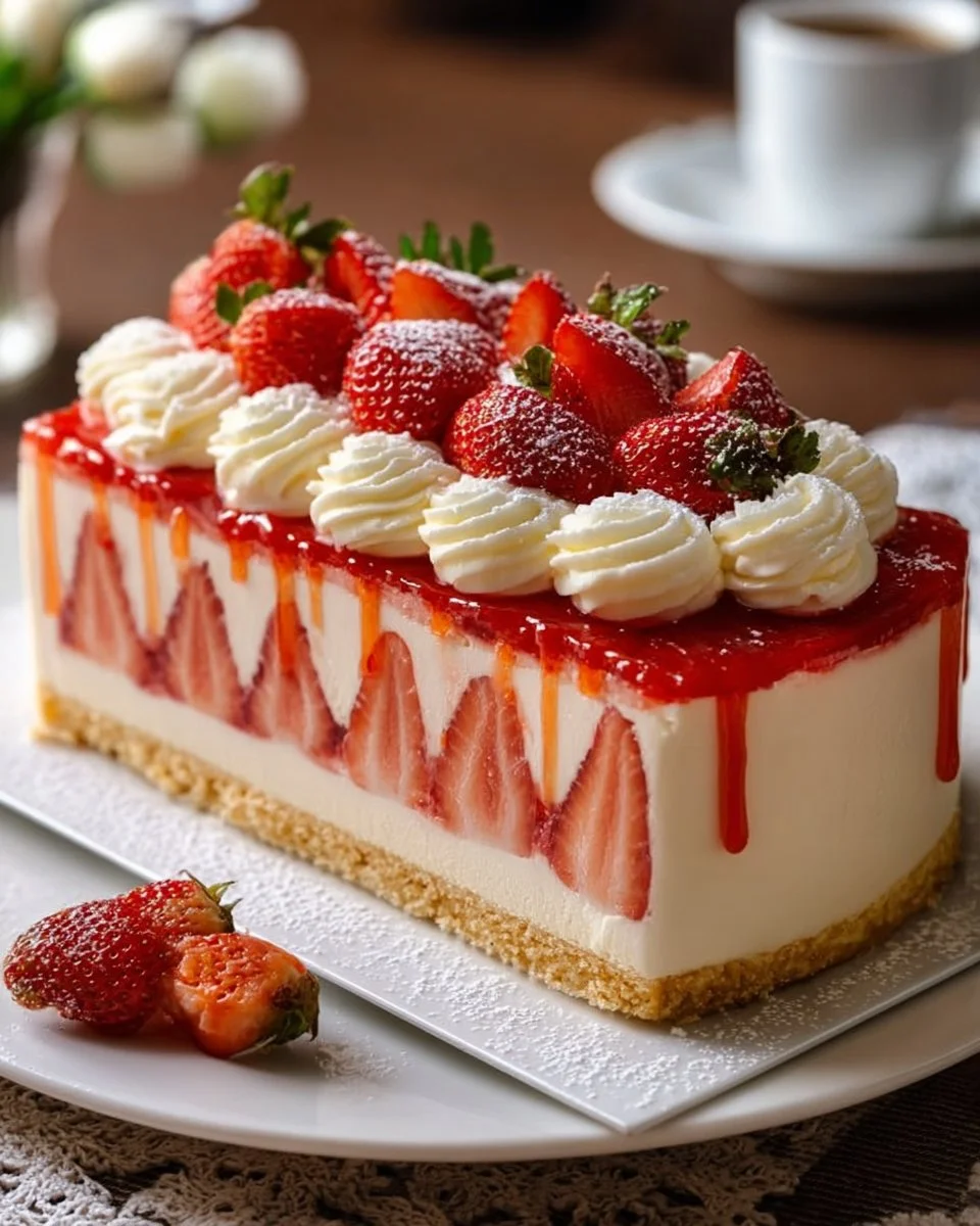 Strawberry Vanilla Cream Mousse Cake